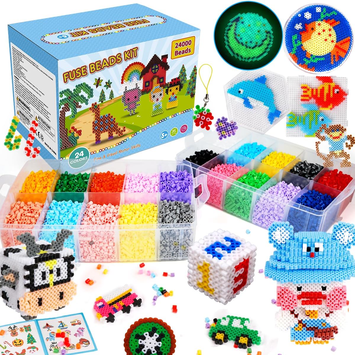 Meland Fuse Beads Kit - 24000pcs Craft Set for Kids Fun