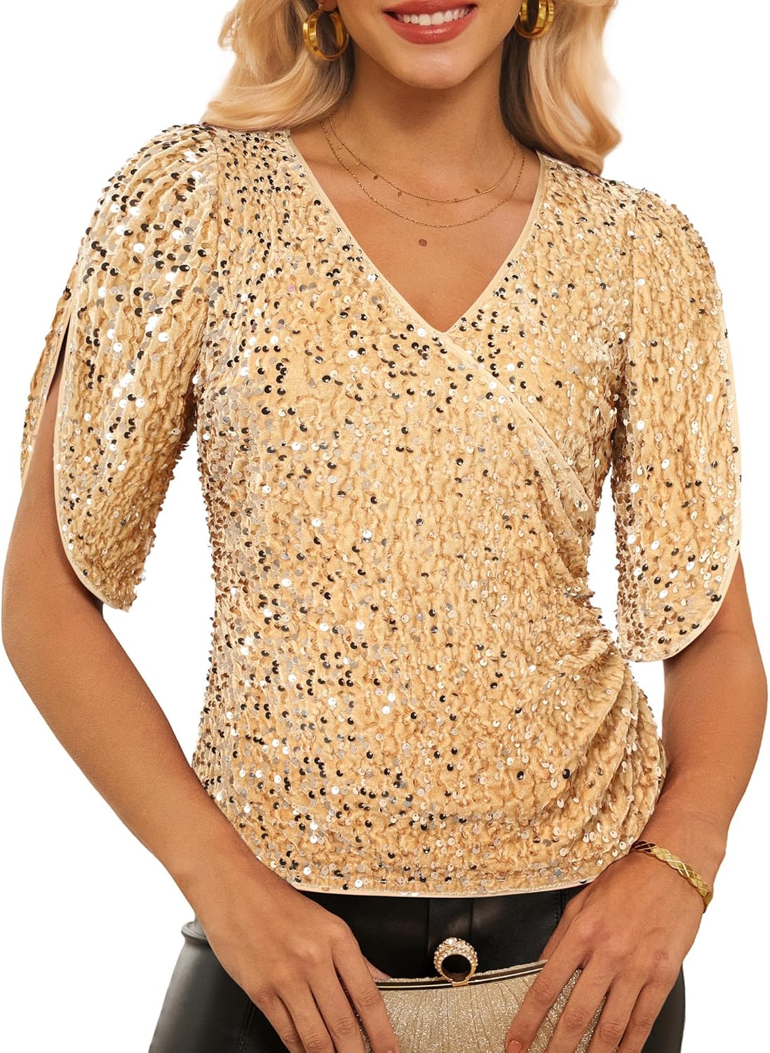 Luxurious Velvet Sequin Party Top for Trendy Outfits