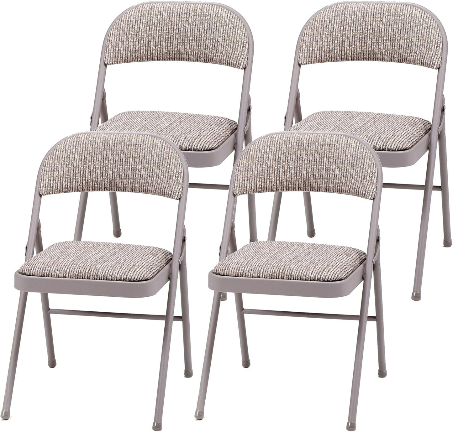 Comfortable Folding Chairs Set, Padded & Stylish, 4 Pack