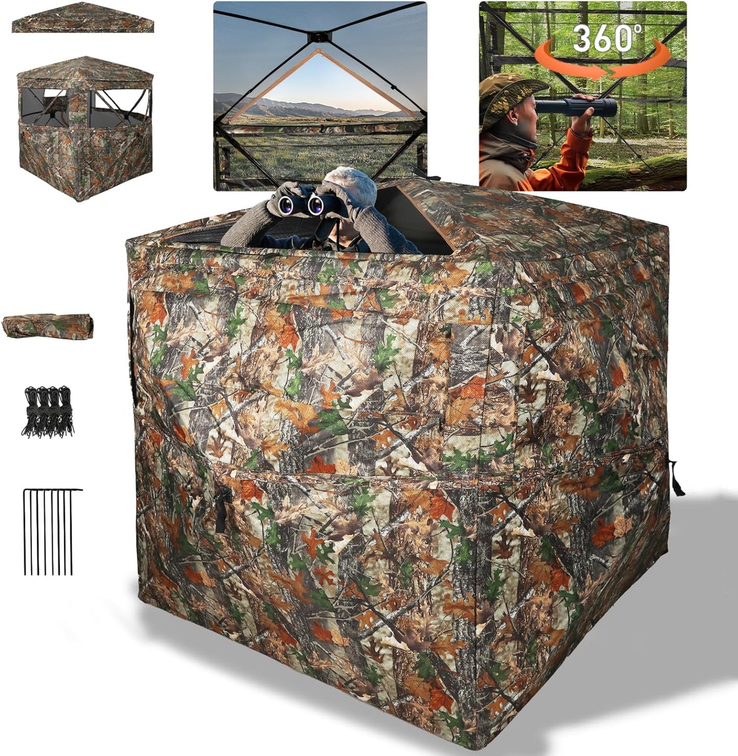 Top See Through Hunting Blind with Skylight for 360 Degree View