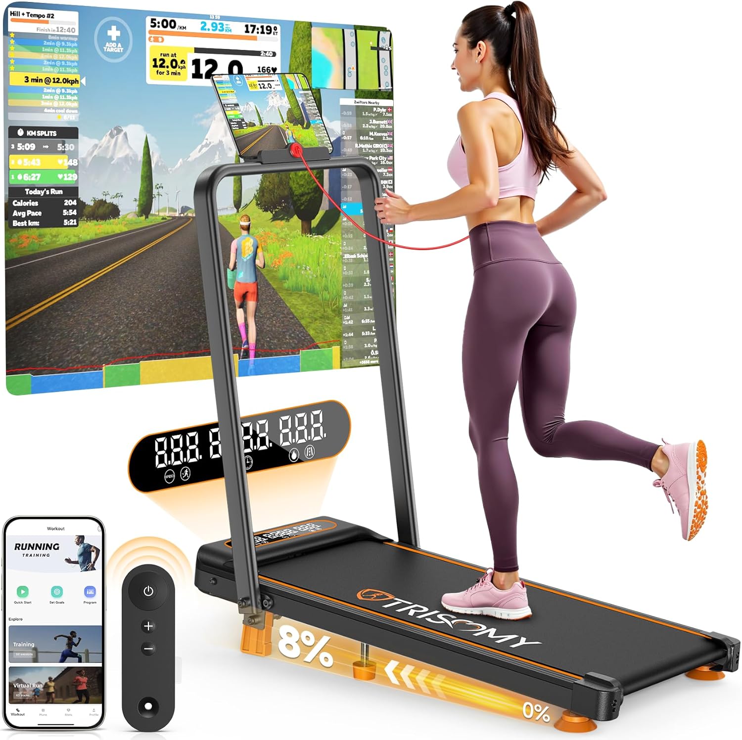 Portable Incline Walking Pad: 3.5HP Desk Treadmill