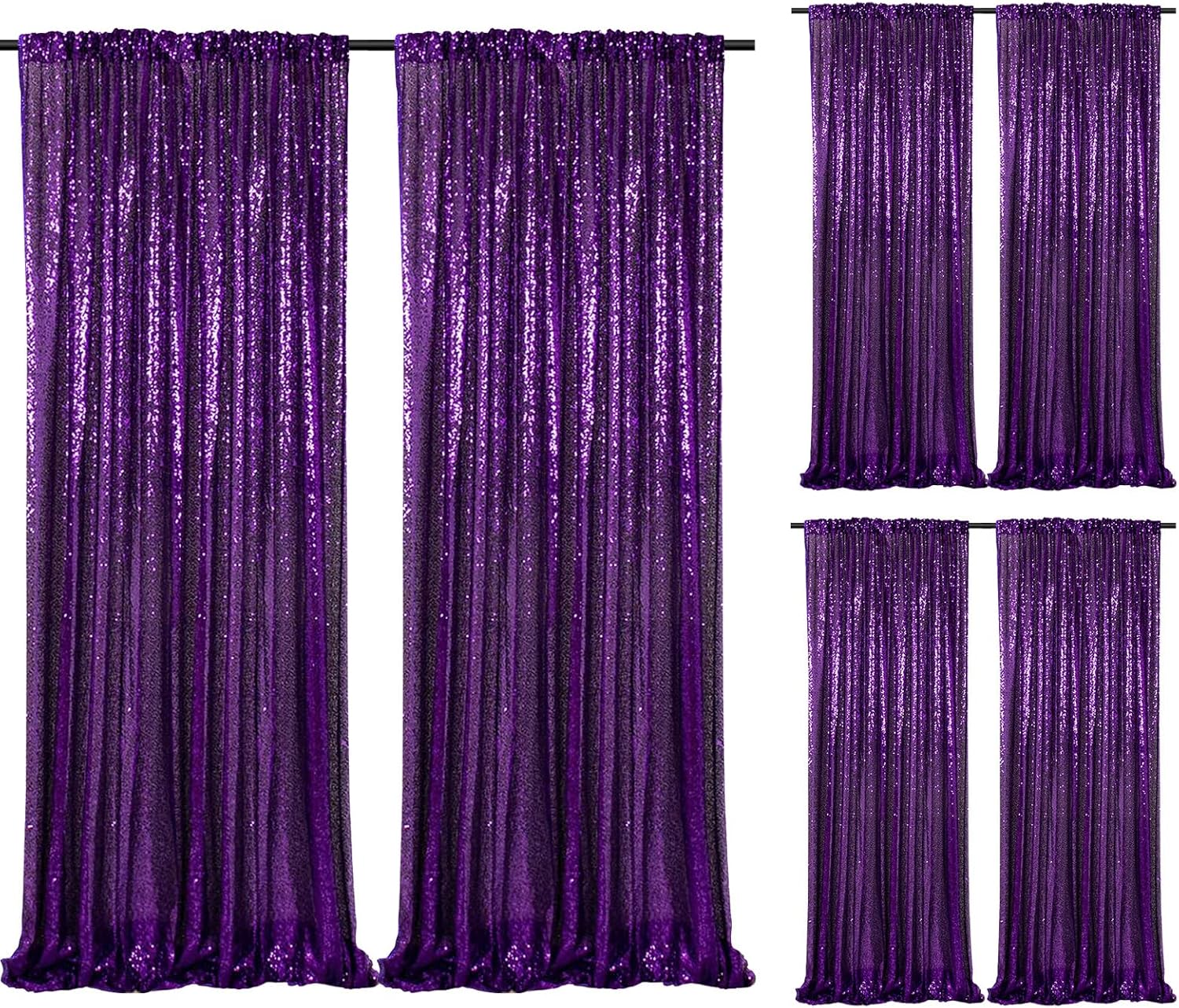 Purple Sequin Backdrop Curtain for Stunning Party Decor