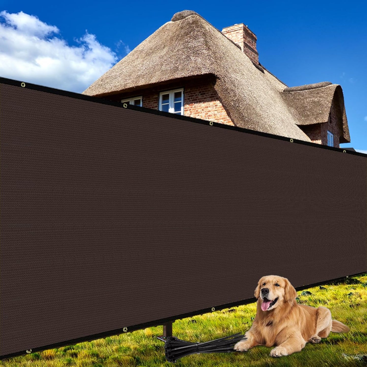 Custom 6x8 Ft Privacy Screen Fence - Brown Mesh for Ultimate Outdoor Privacy