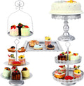Silver Cake Stand Set 5Pcs - Layered Dessert Display for Parties