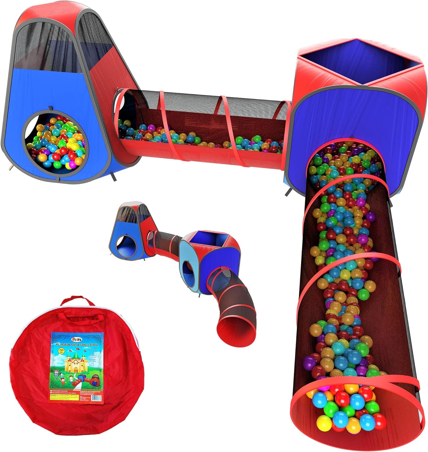 Playz 4pc Pop Up Tent & Tunnel Bundle - Indoor/Outdoor Fun!
