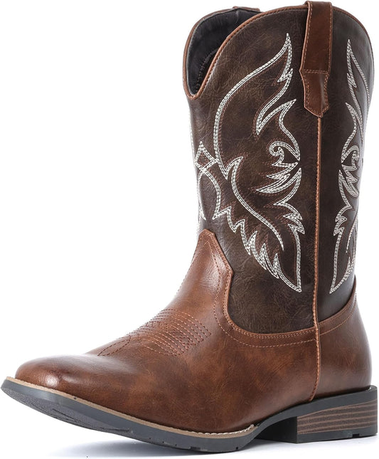 Durable Retro Classic IUV Cowboy Boots For Men Square Toe