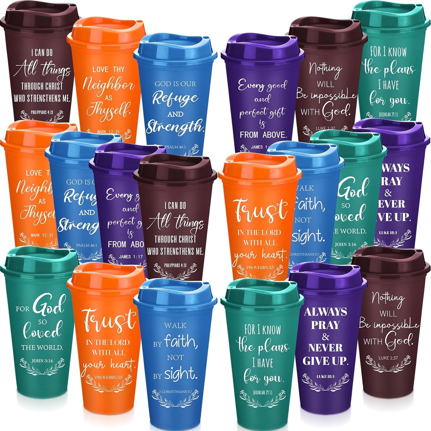 40 Pack Christian Gifts for Men Women 16oz Reusable Tumblers