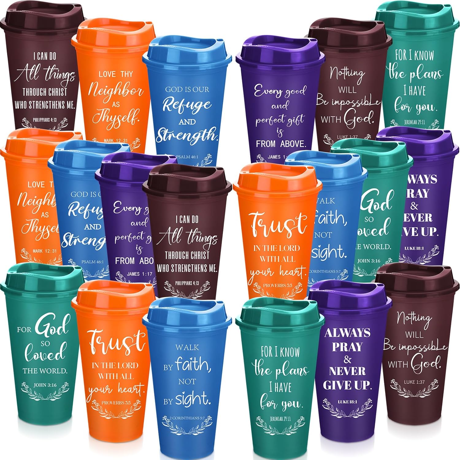 40 Pack Christian Gifts for Men Women 16oz Reusable Tumblers