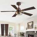 42 in Farmhouse Caged Ceiling Fan with Light - Quiet Rustic Design