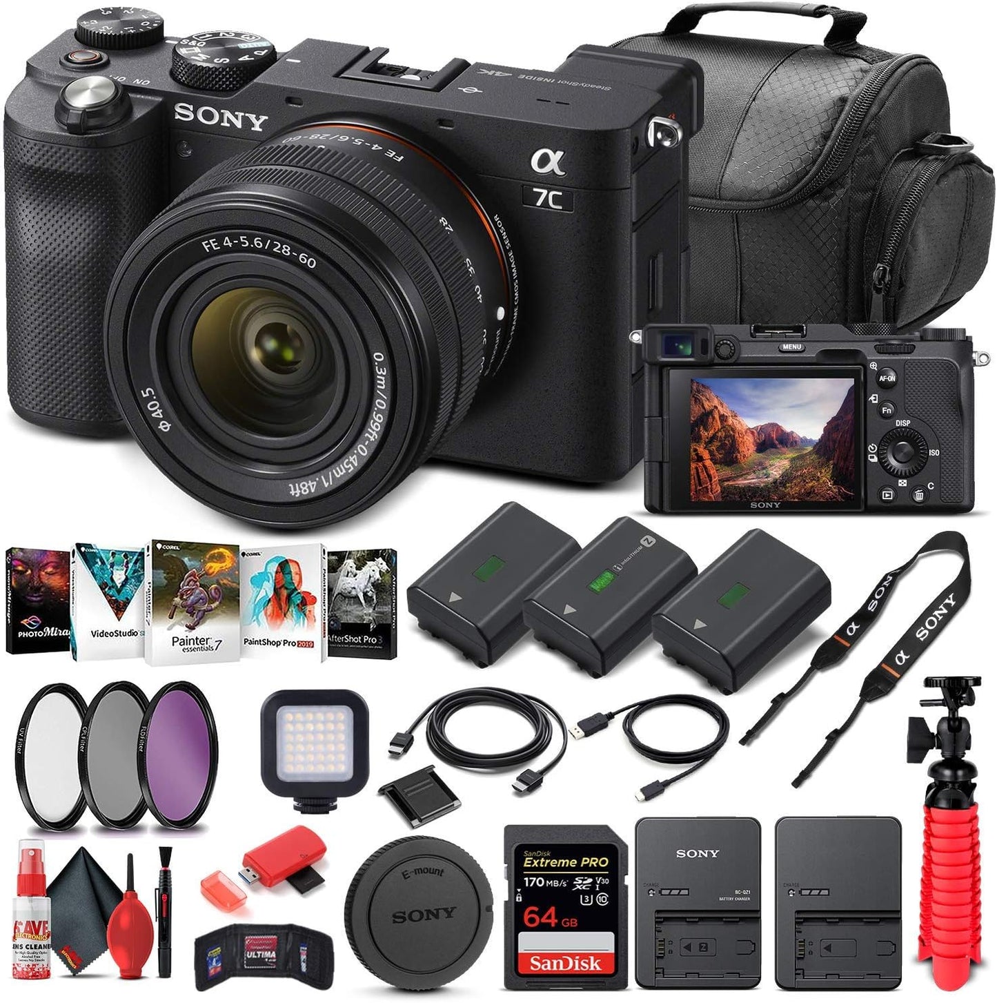 Sony Alpha a7C Mirrorless Camera Bundle with 28-60mm Lens