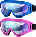 Dizywiee Kids Ski Goggles 2-Pack - Comfortable, Anti-Fog Protection