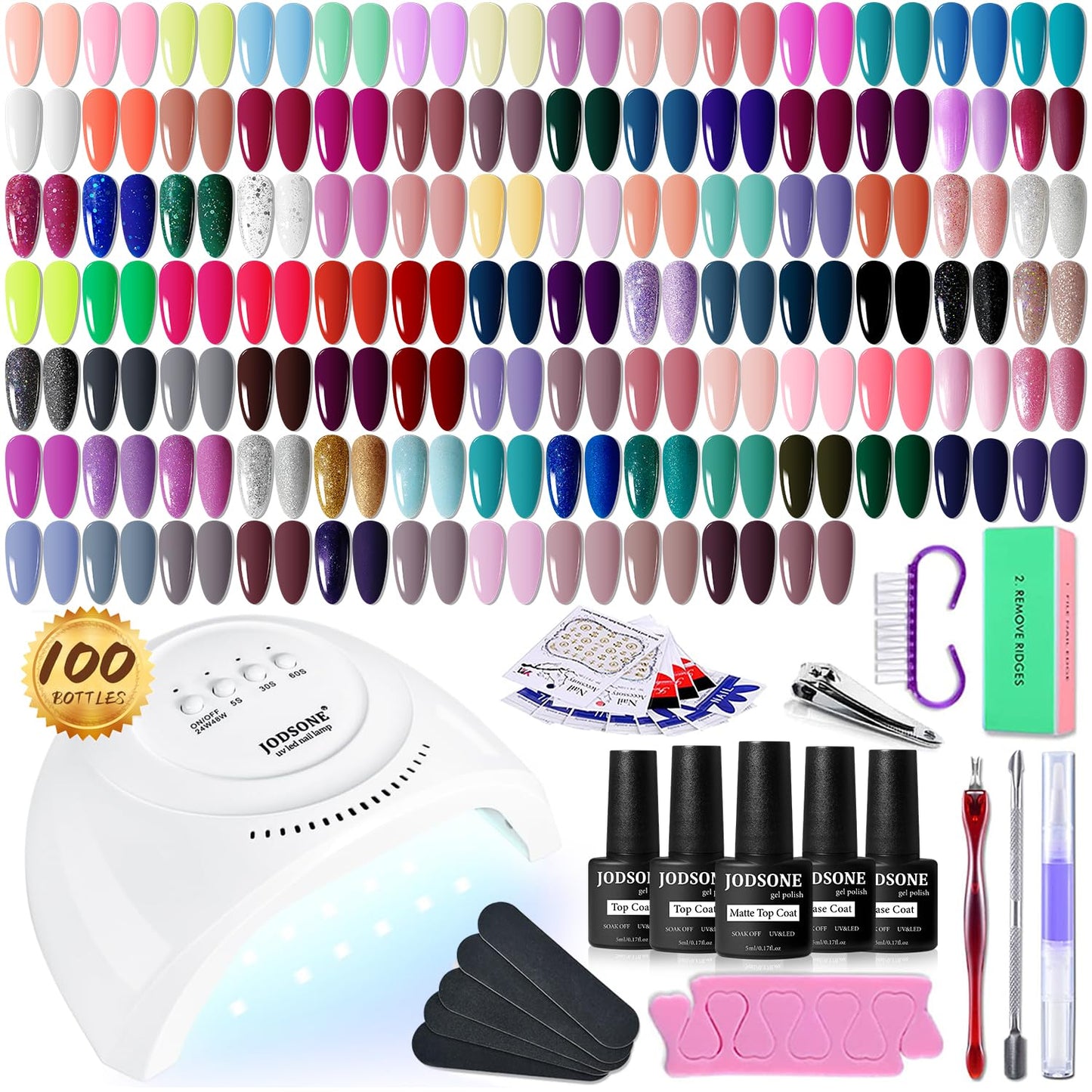 JODSONE Gel Nail Polish Starter Kit with UV Light and 95 Colors