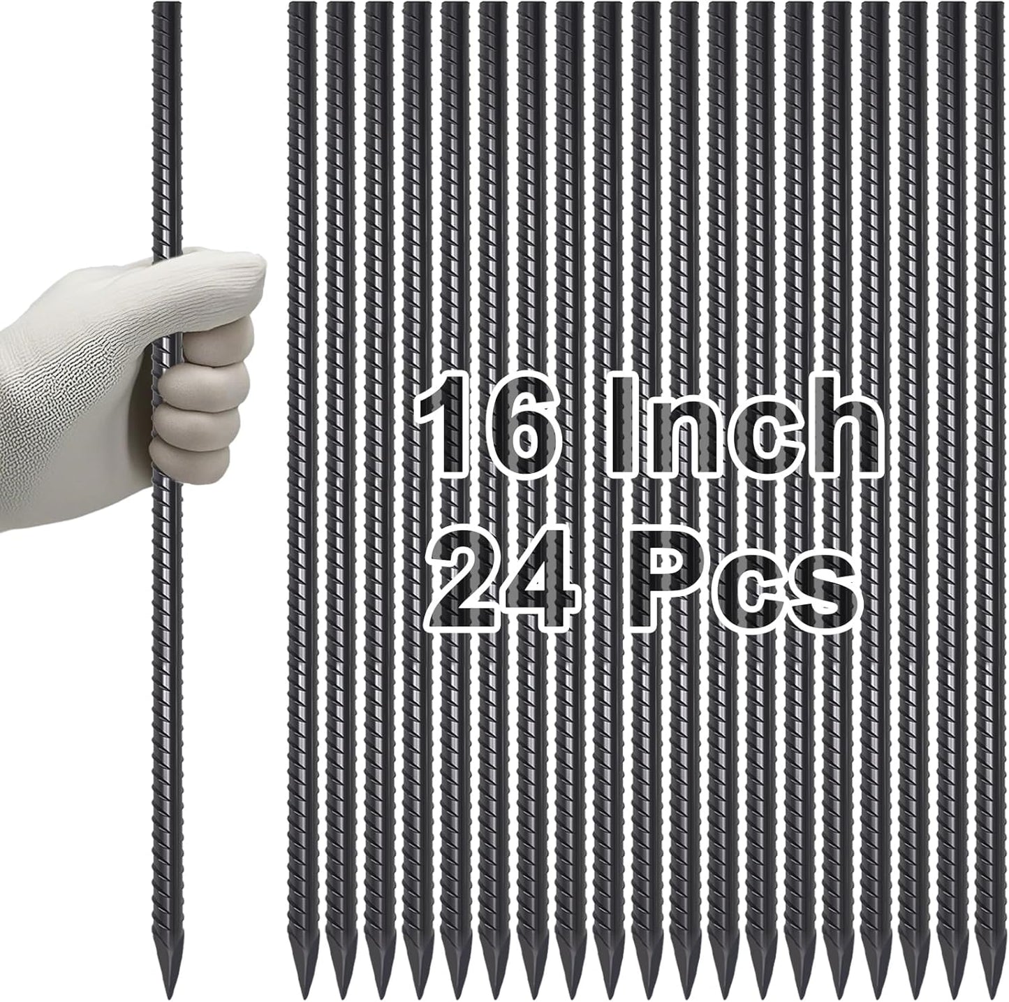 VVOKGO Rebar Stakes 16 Inches Heavy Duty Metal Spikes for Garden