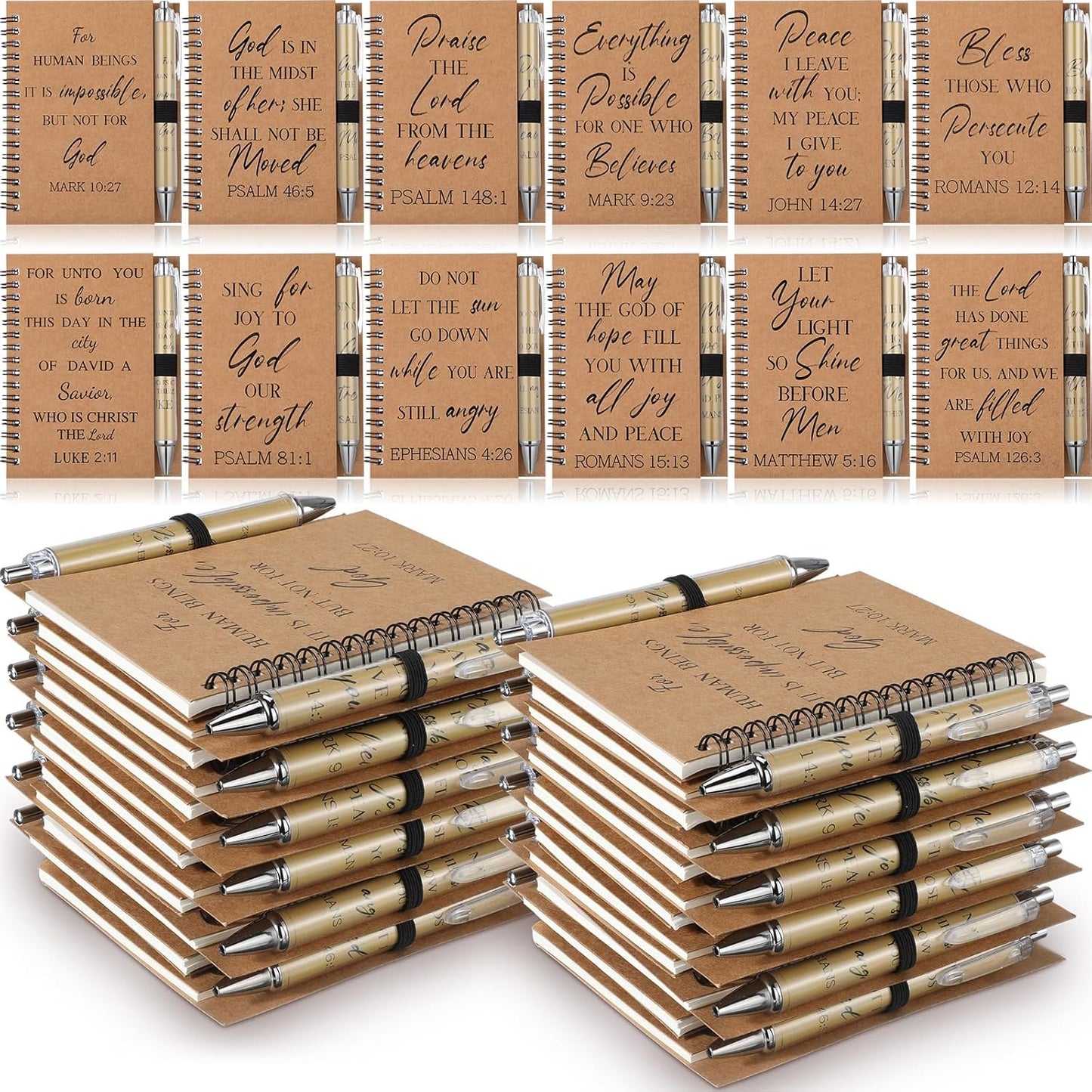 Christian Gifts Set: 24 Notebooks & Pens for Inspired Writing