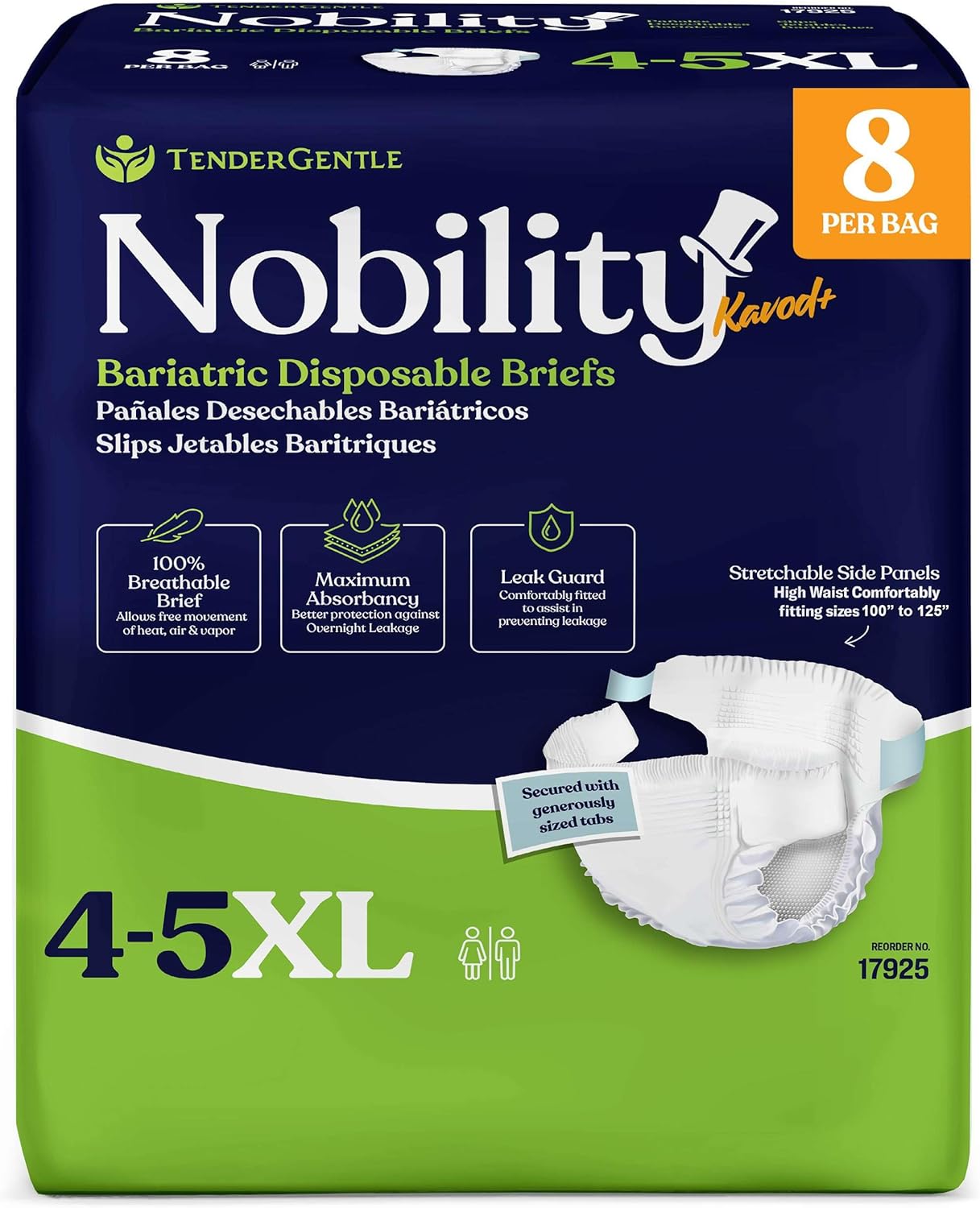 TenderGentle 4-5xl Bariatric Briefs - Maximum Absorbency