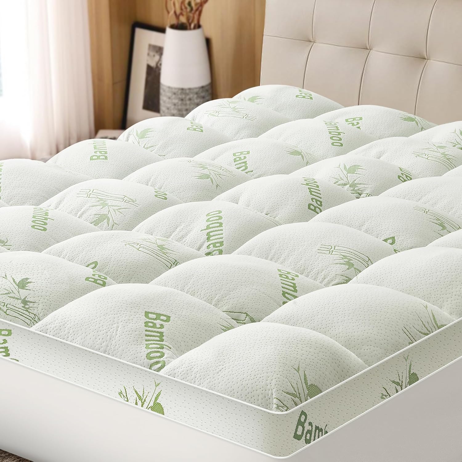 Mattress Topper King Size Viscose Derived from Bamboo for Comfort