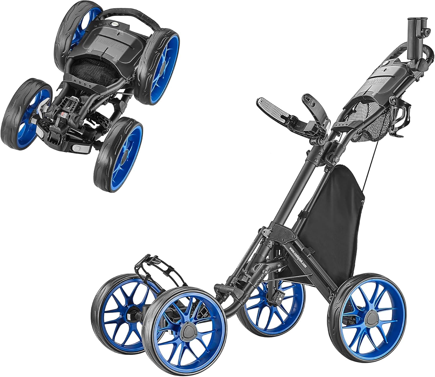 CaddyTek 4 Wheel Golf Push Cart - Lightweight & Compact Design