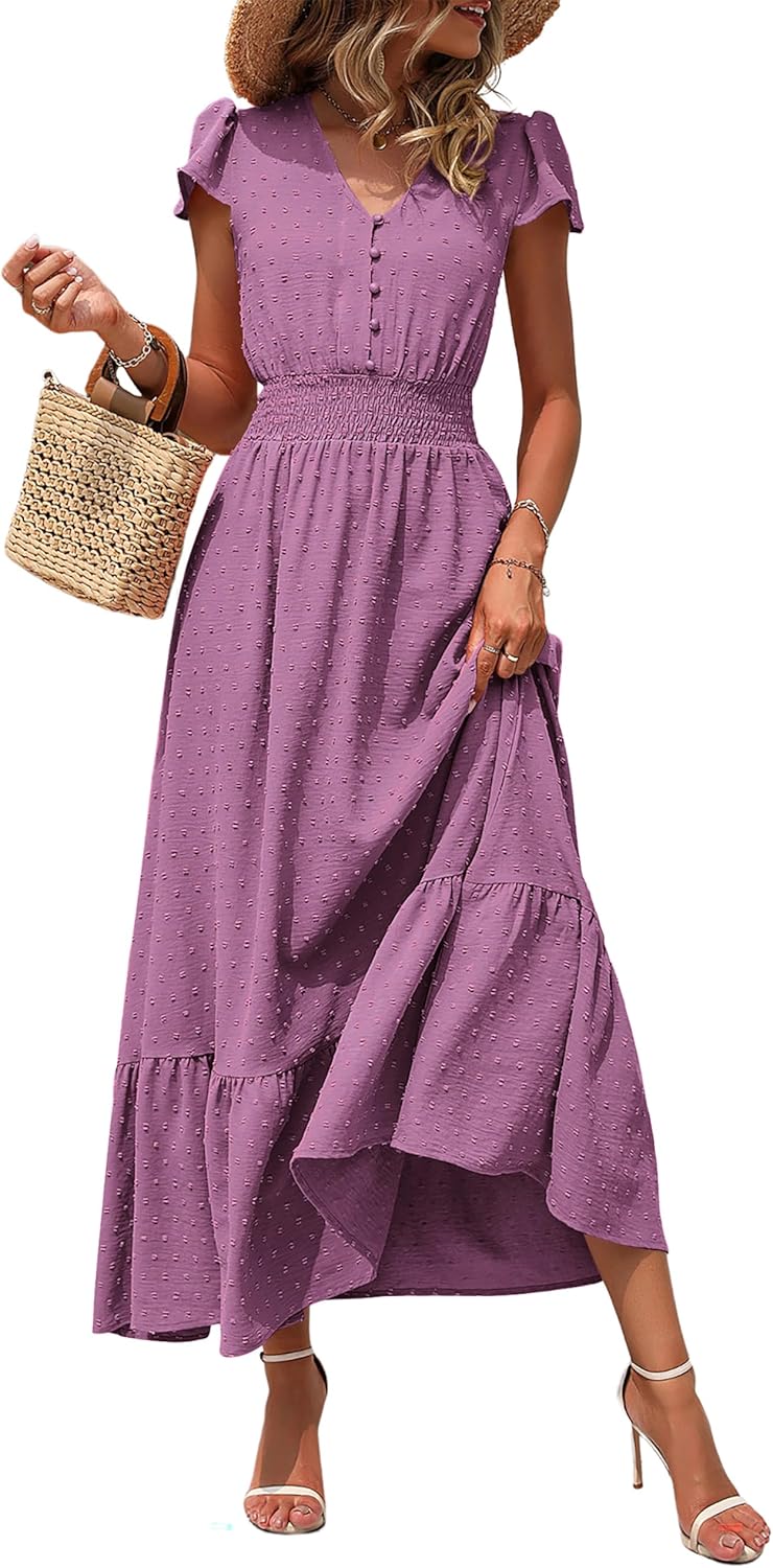 PRETTYGARDEN Summer Maxi Dress for Women with Ruffle Hem