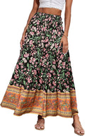 Summer Maxi Skirt Boho Floral High Waist A Line - Lightweight