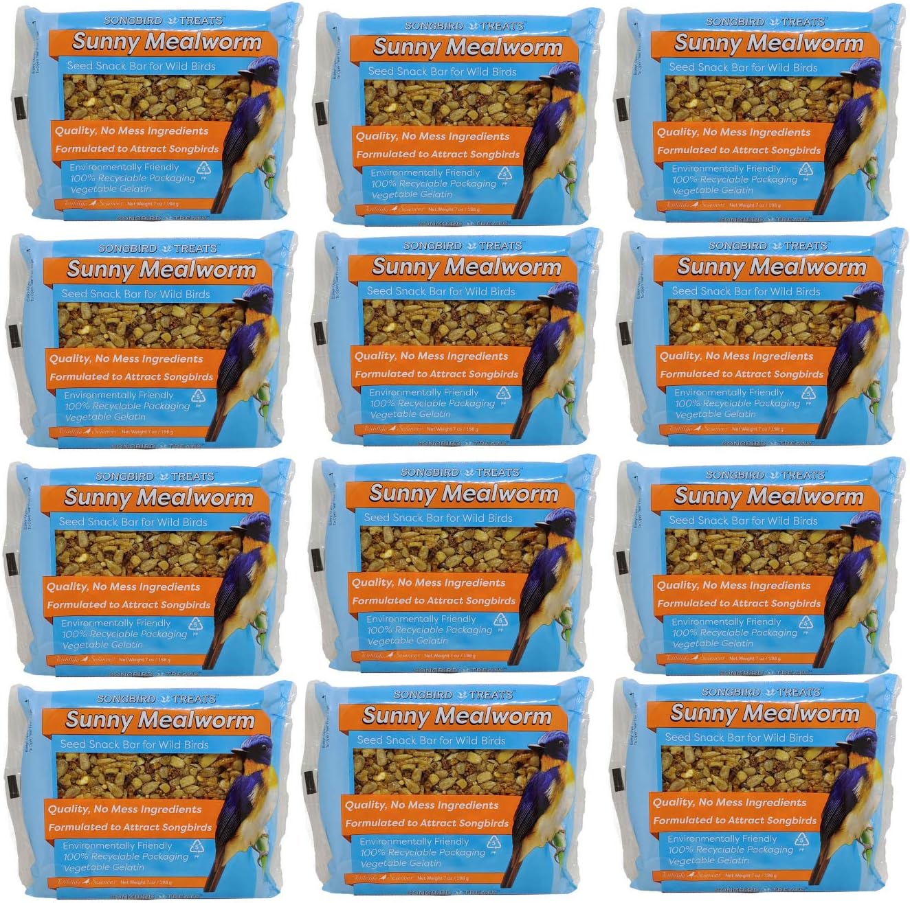 Songbird Treats Seed Bars for Wild Birds - 12 Pack of 7oz Cakes
