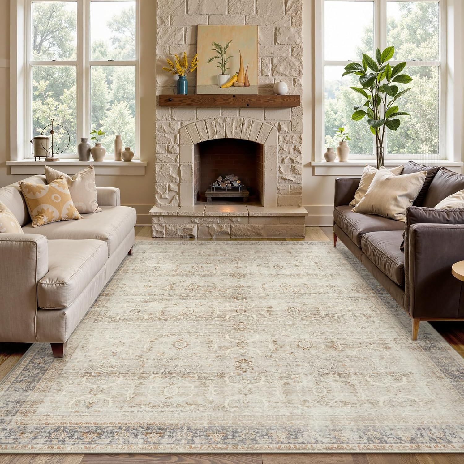 Collive Washable Area Rug 8x10 for Modern Living Room Decor