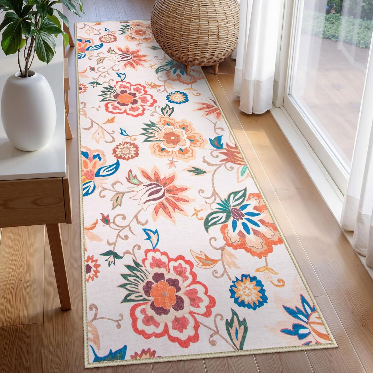 Beeiva Floral 2x6 Runner Rug Non Slip Washable for Home Use