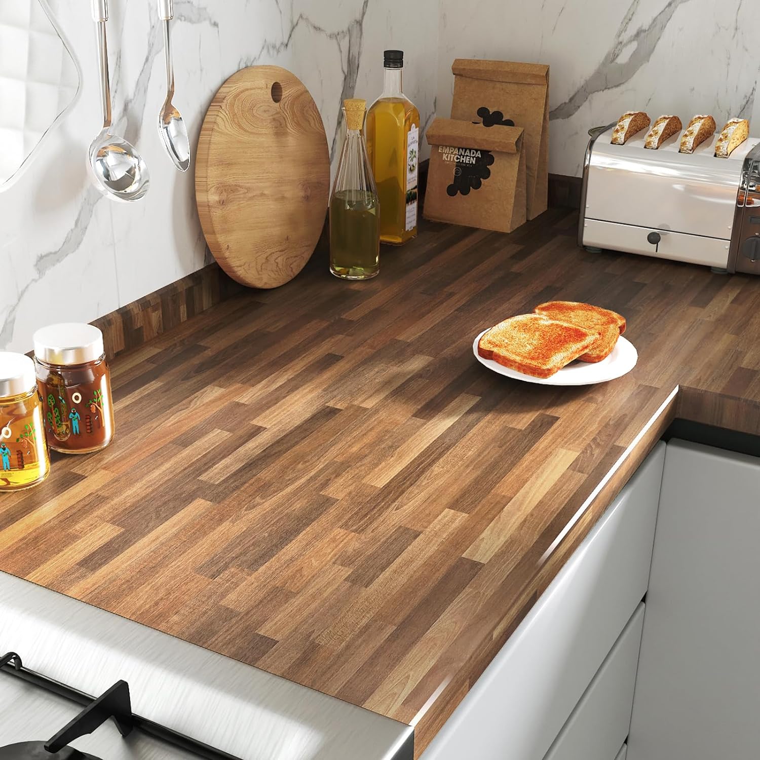 Large Butcher Block Countertop Contact Paper for Easy Use