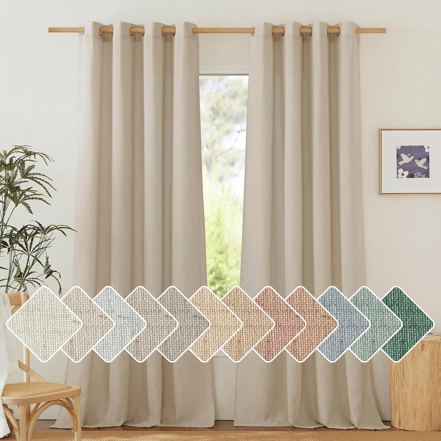 Linen Angora Curtains for Bedroom and Living Room Privacy