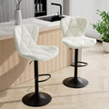 Bar Stools Set of 2 Adjustable Swivel Counter Height Stools - White