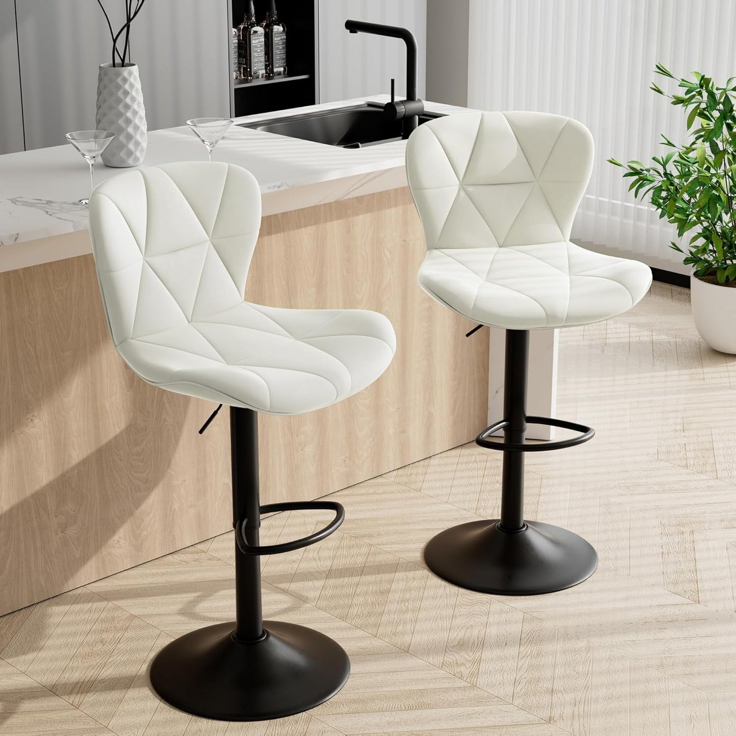 Adjustable Swivel Bar Stools Set of 2 for Kitchen Island