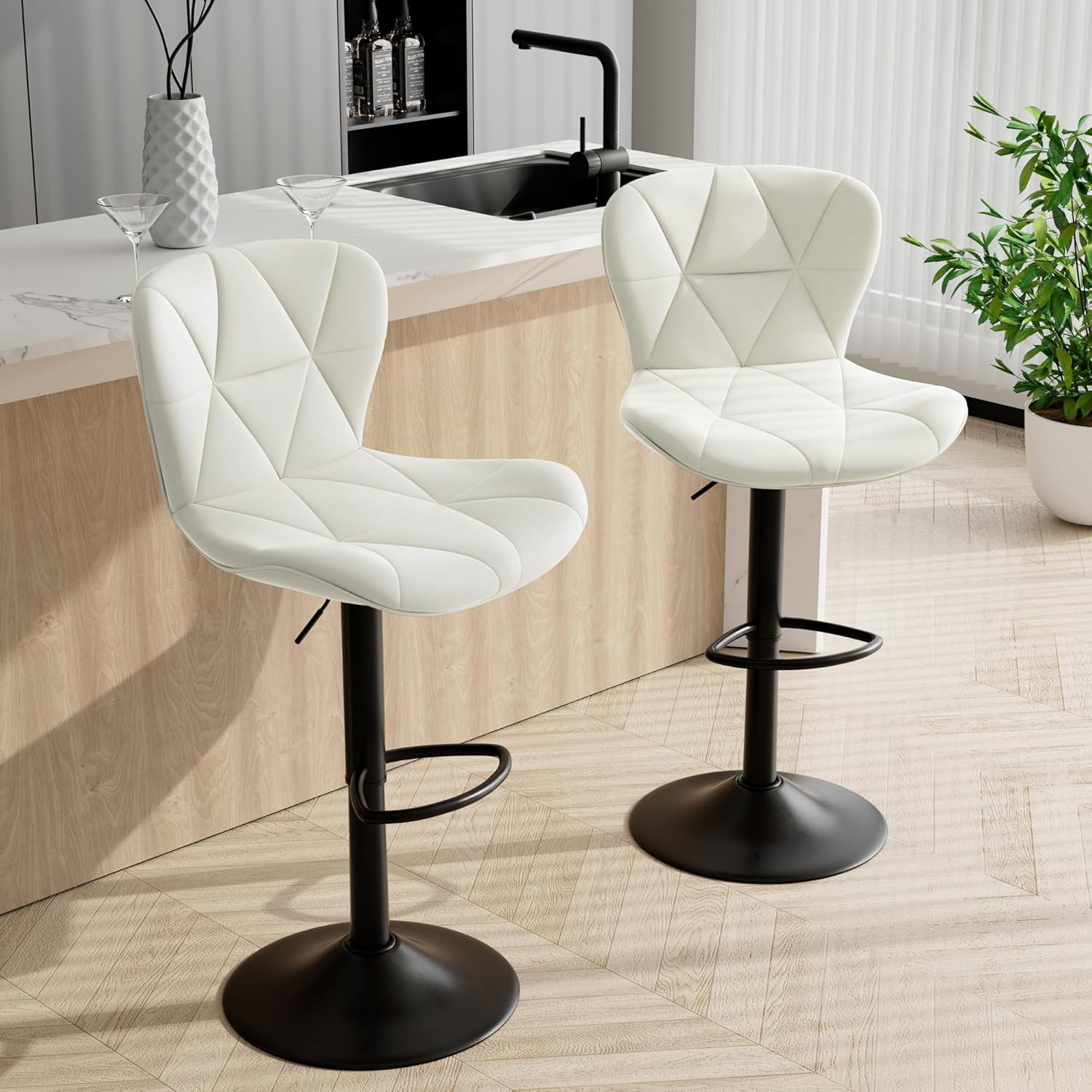 Adjustable Swivel Bar Stools Set of 2 for Kitchen Island
