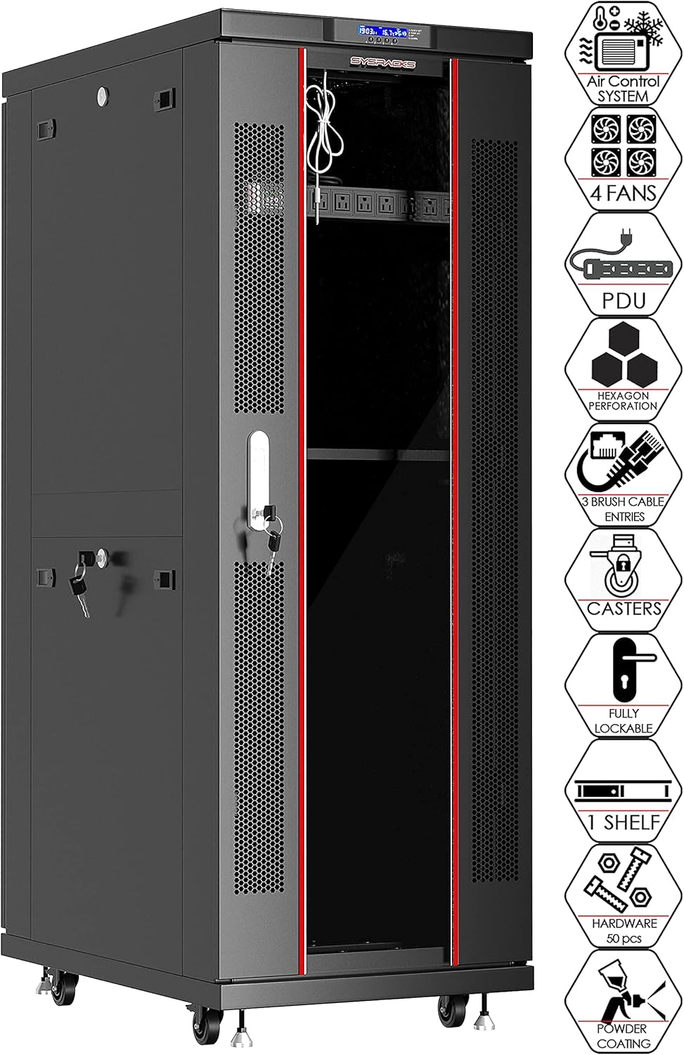 39 Inch Deep Server Rack - Locking Network Cabinet on Wheels
