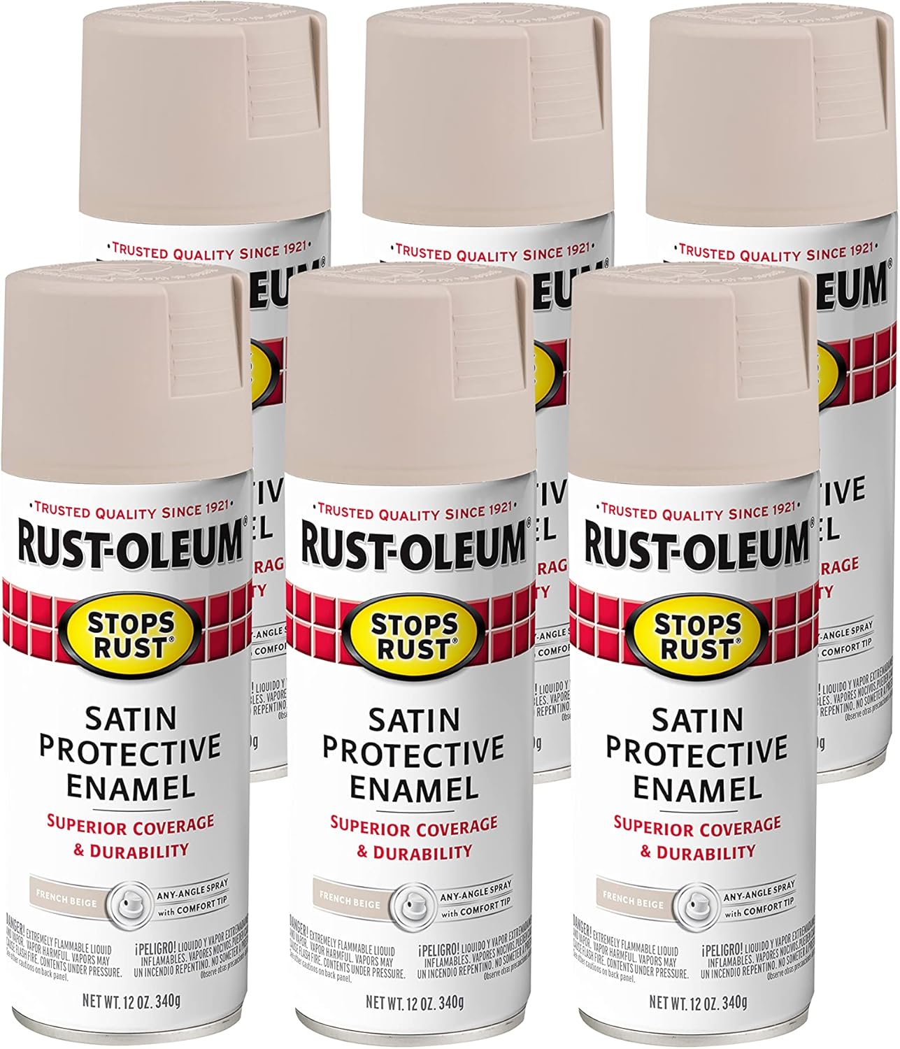 Rust-Oleum Stops Rust Spray Paint 12 Oz Satin French Beige 6 Pack
