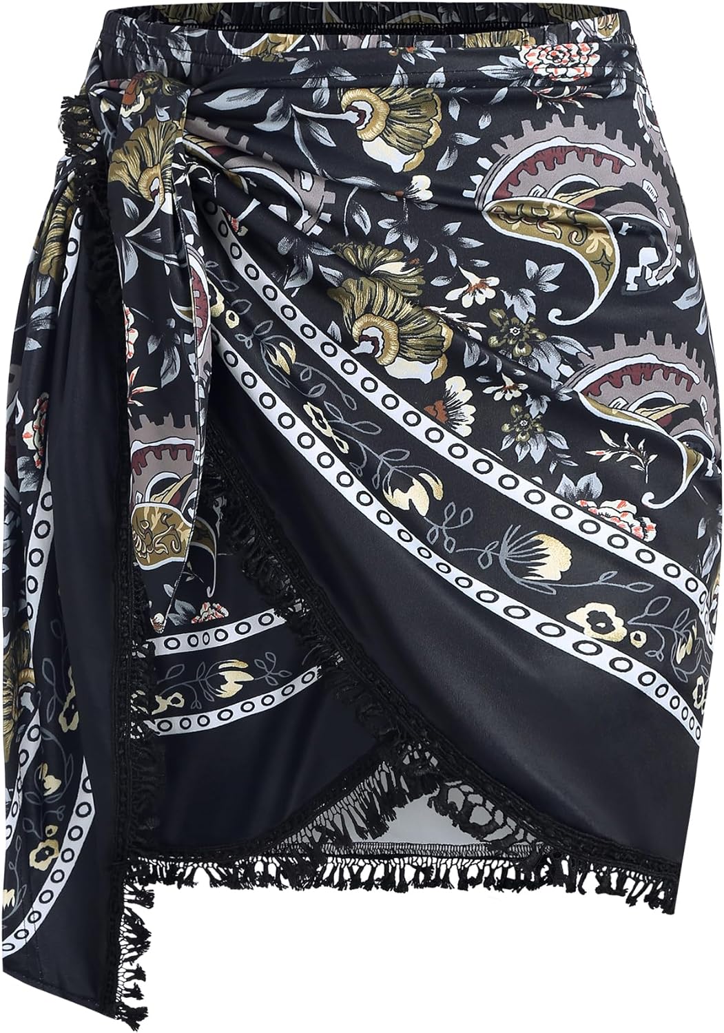 ZAFUL Slit Skirt for Women - Boho Print Casual Beach Mini Skirt