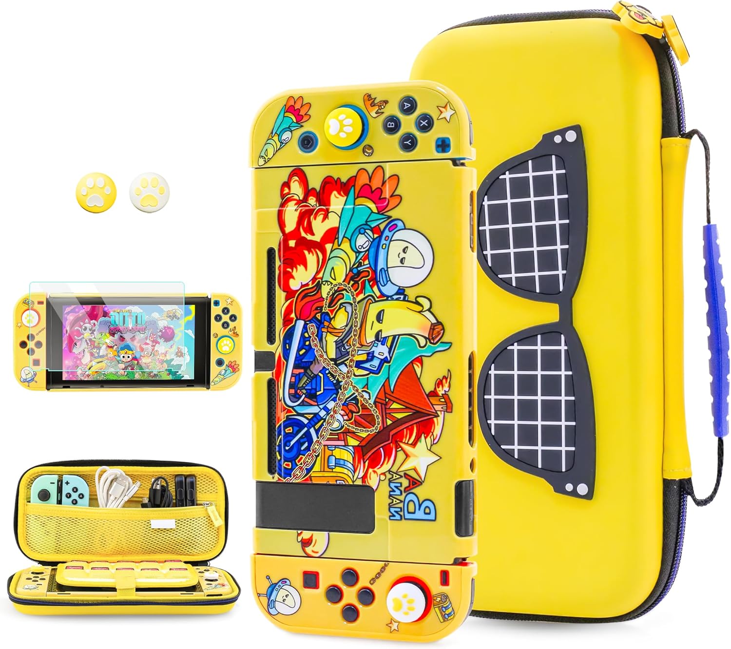 FUNDIARY Yellow Carrying Case for Nintendo Switch with Fortnite Design
