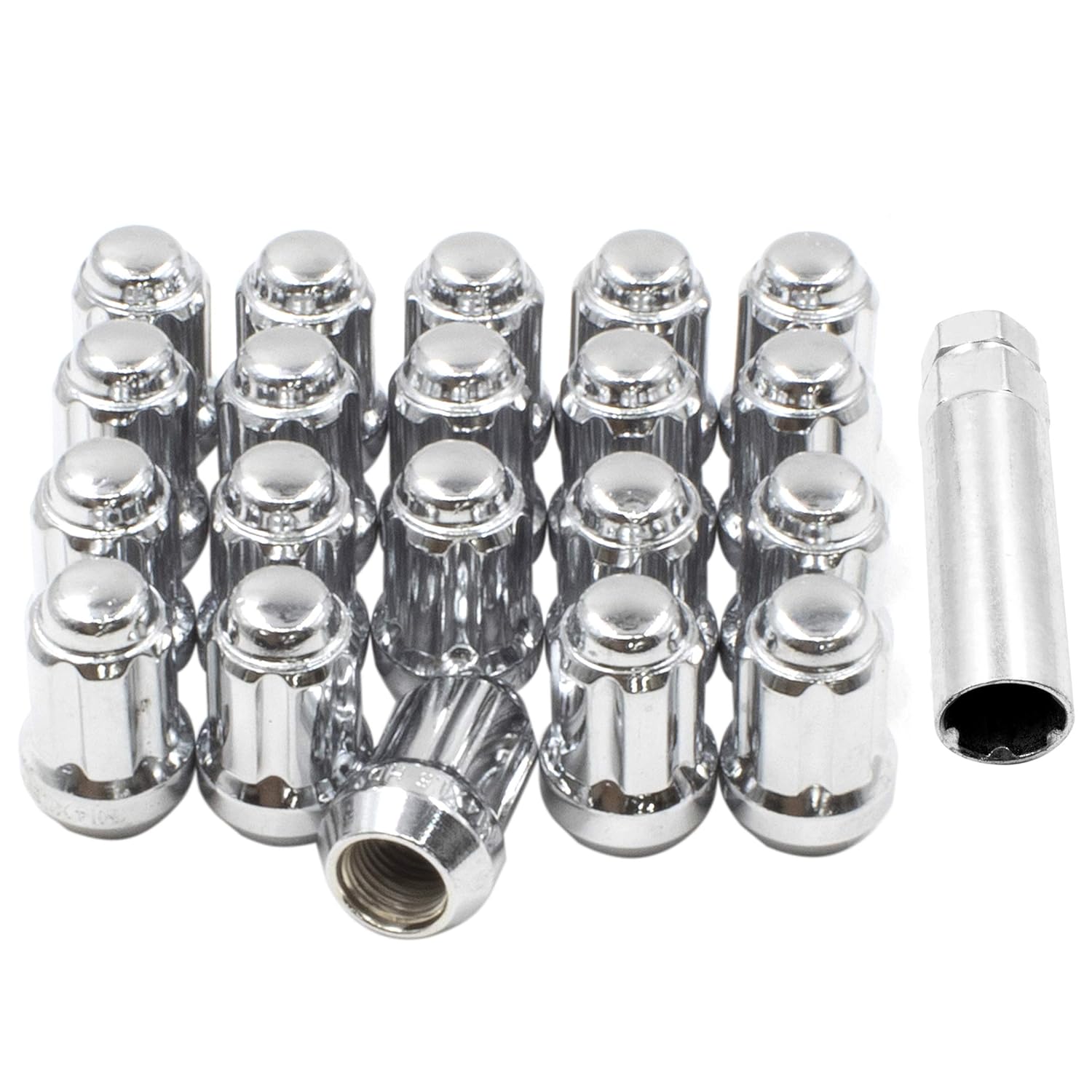 20 Pcs Chrome Spline Lug Nuts for Chevy, Dodge, Ford, Jeep