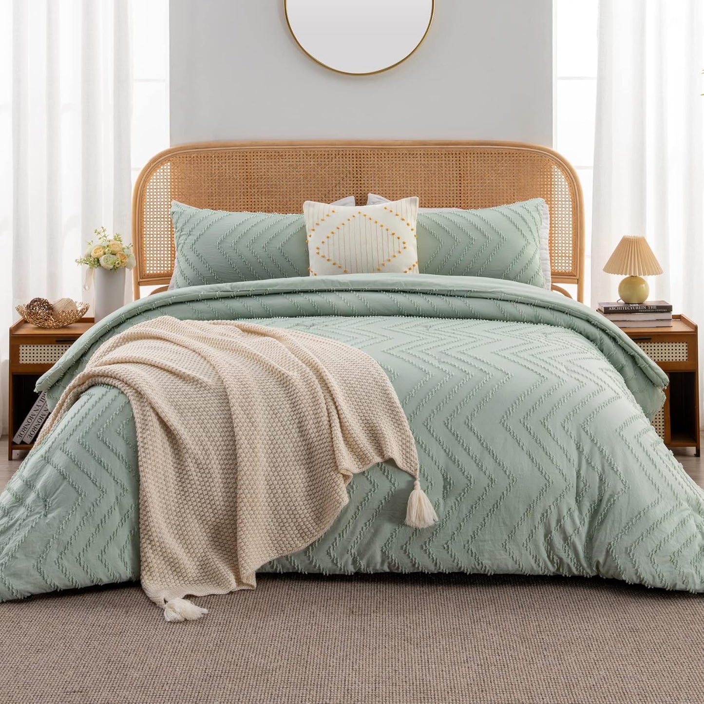 Litanika Oversized King Size Comforter Set in Sage Green
