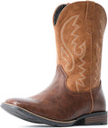 IUV Cowboy Boots For Men Wide Square Toe - Slip Resistant Western