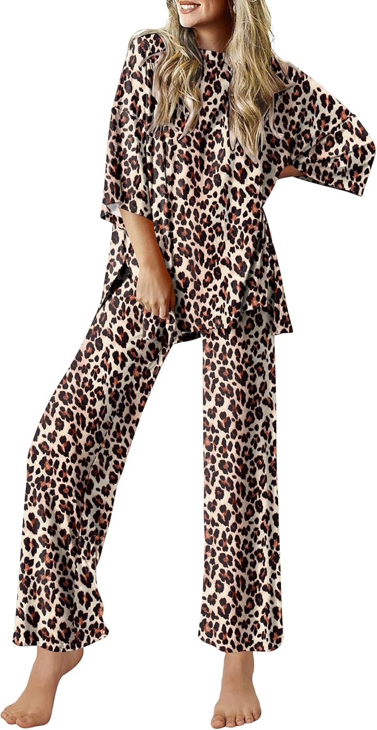 Ekouaer Lounge Sets for Women Soft Comfy Pajamas 2 Piece Outfits
