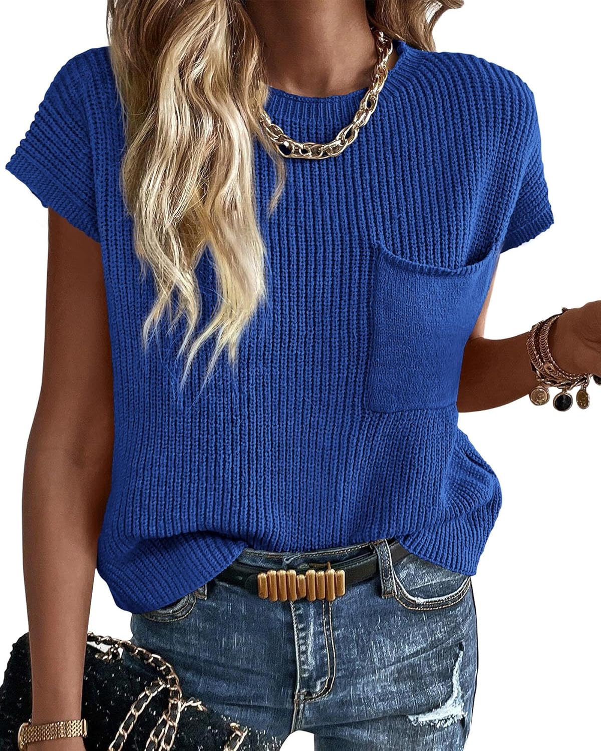 KIRUNDO Summer Fall Short Sleeve Sweater Vest for Women 2025