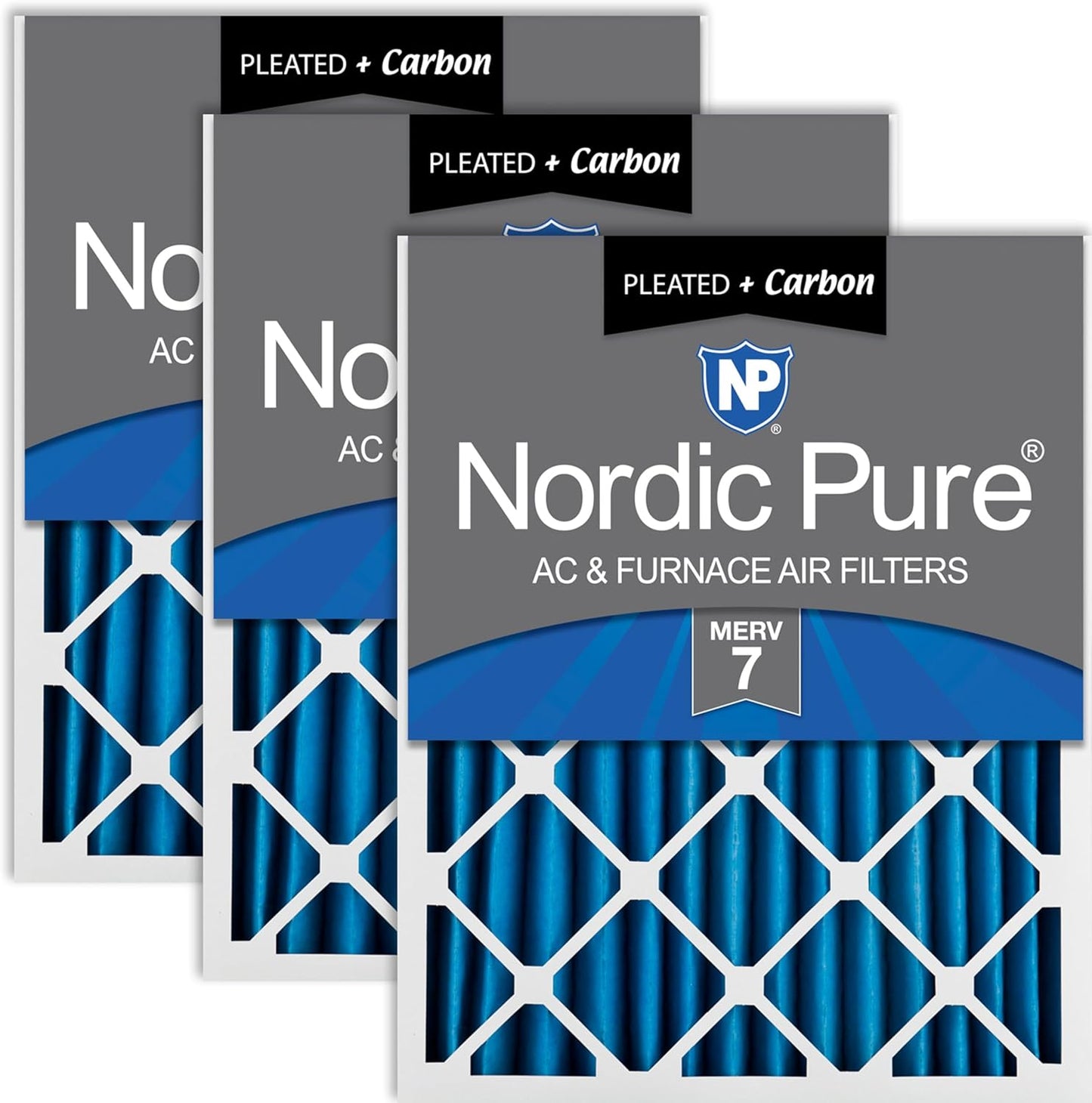 Nordic Pure 16x20x2 Pleated Air Filters with Carbon for Odor Control