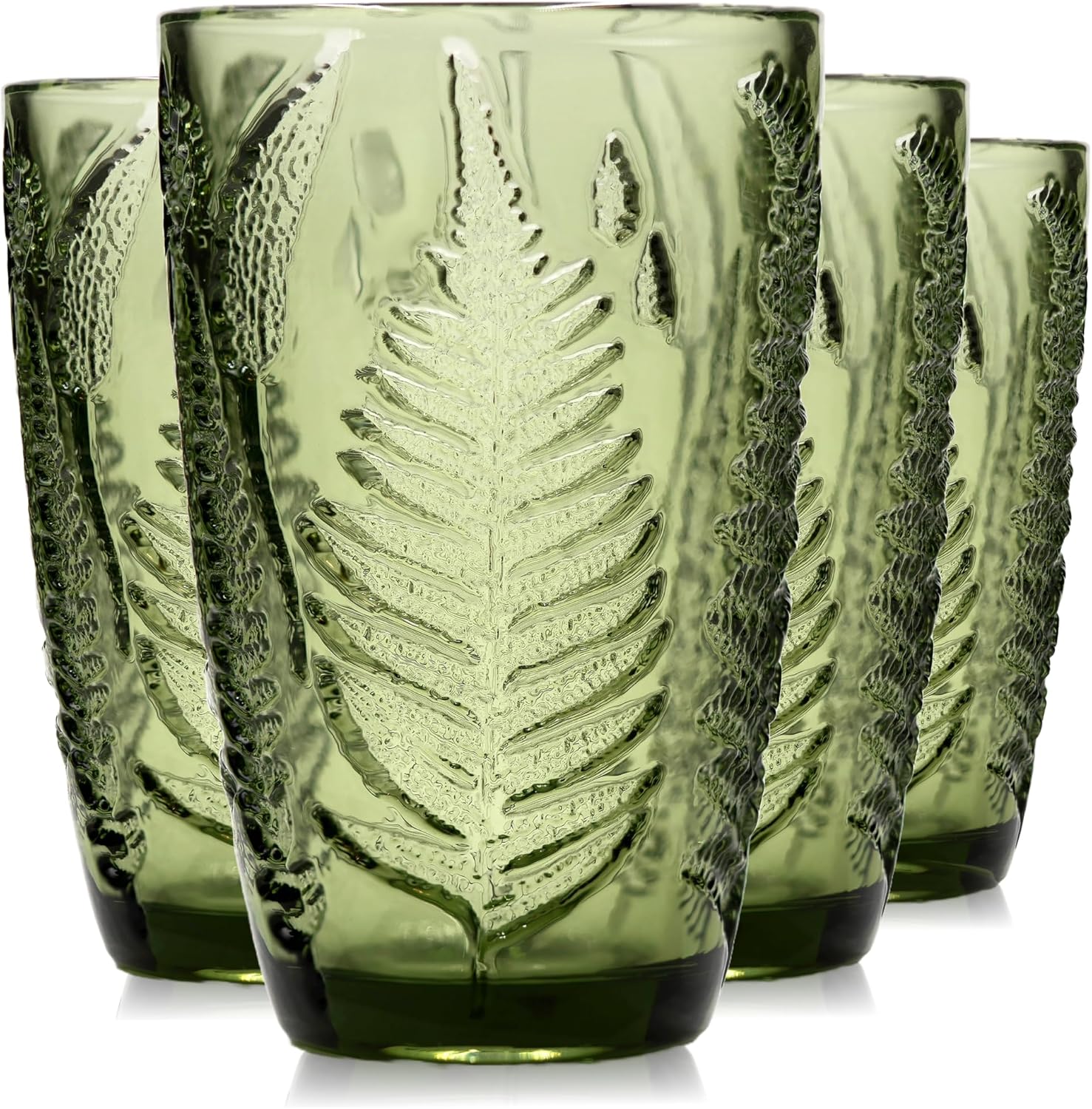 Hand Blown Vintage Green Drinking Glasses Set of 4 for All Occasions