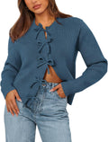 Bow Cardigan Sweaters for Women Cropped Open Front - Cozy Layering