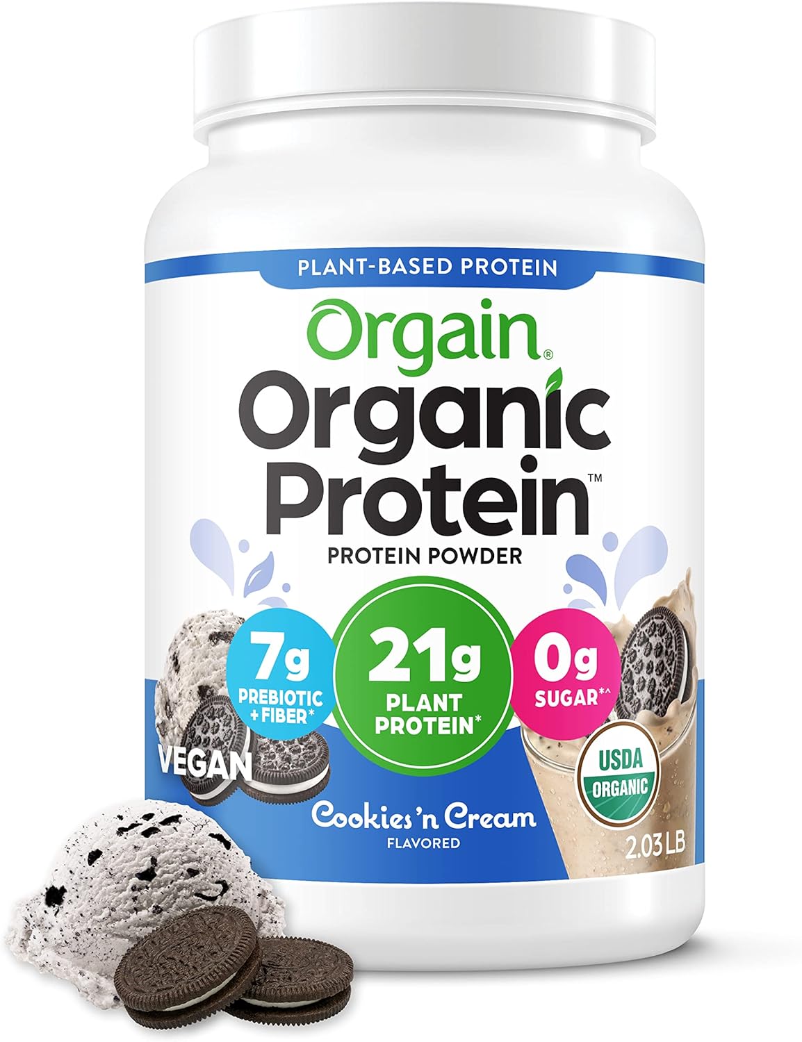 Orgain Organic Vegan Protein Powder - Delicious Cookies 'n Cream