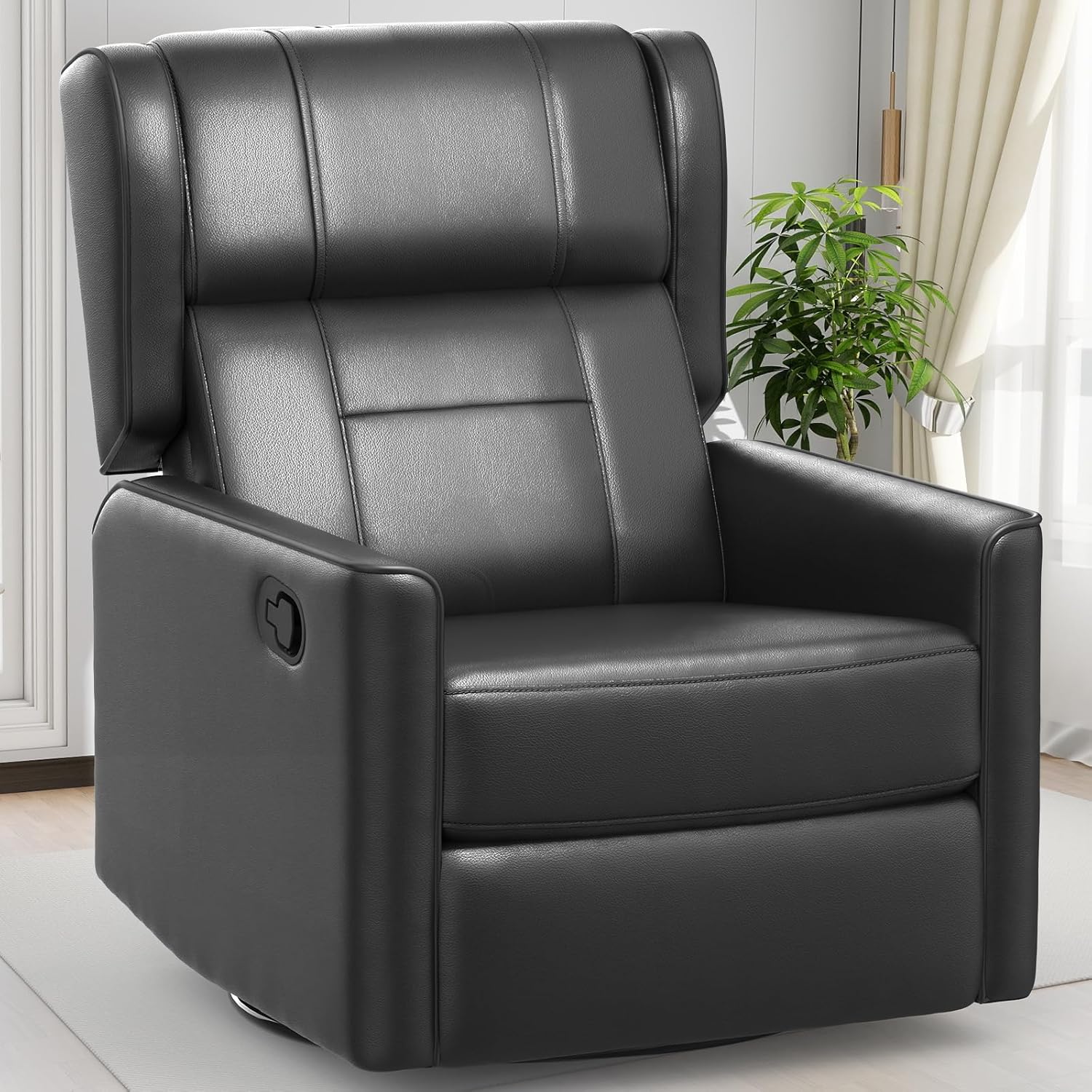 Elegant Swivel Rocker Recliner, Compact for Small Spaces - FURNIMAT