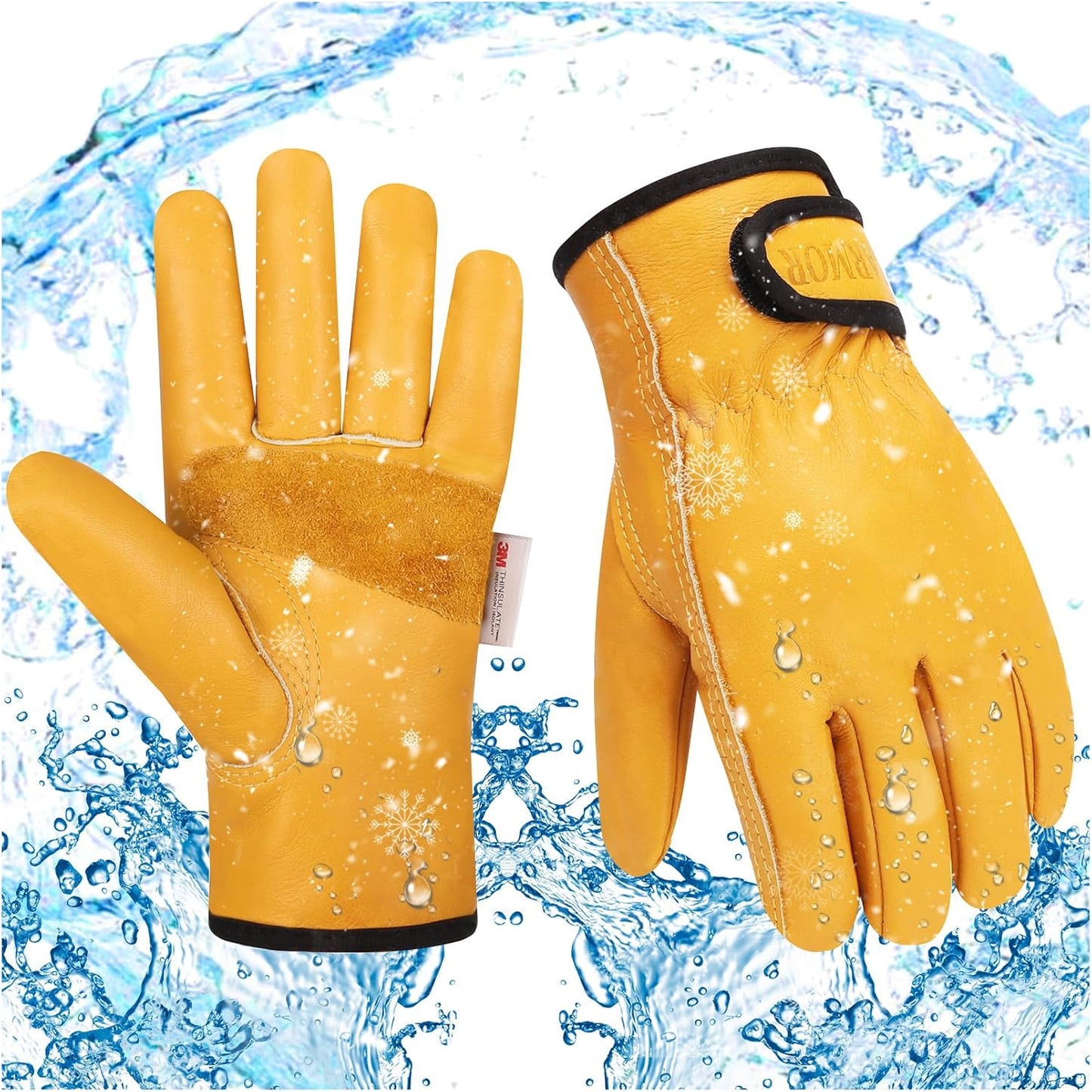 SLARMOR Men's Thermal Leather Work Gloves