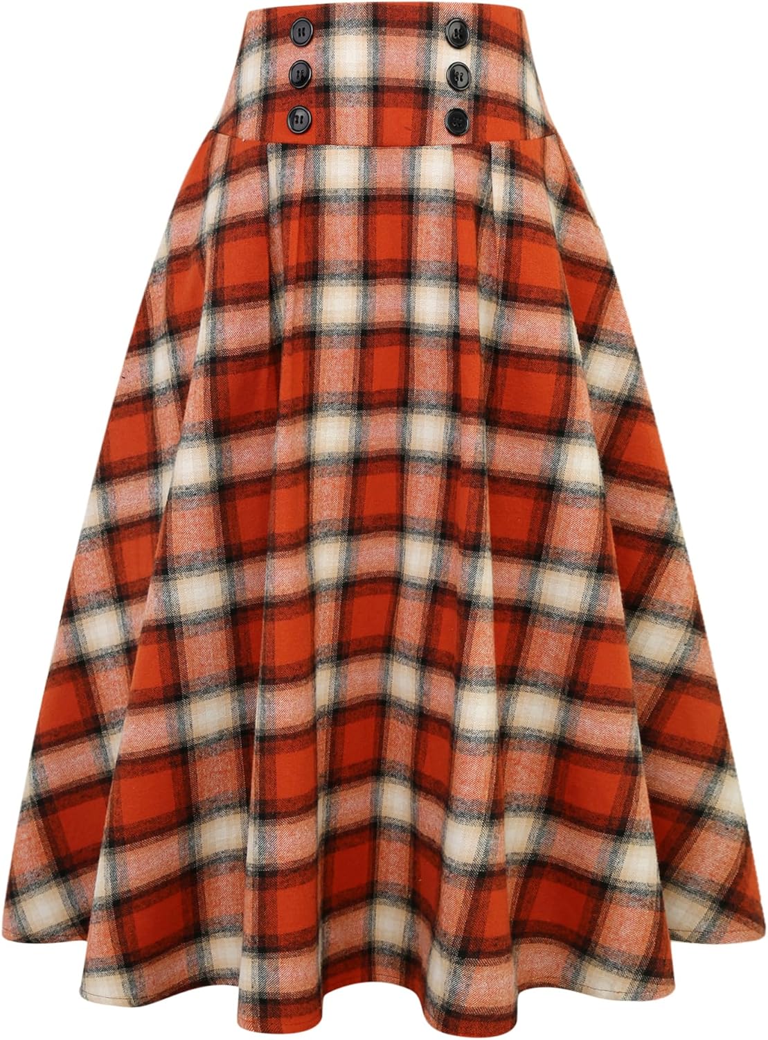 IDEALSANXUN Plaid Skirt for Women High Waist Aline Midi Skirts