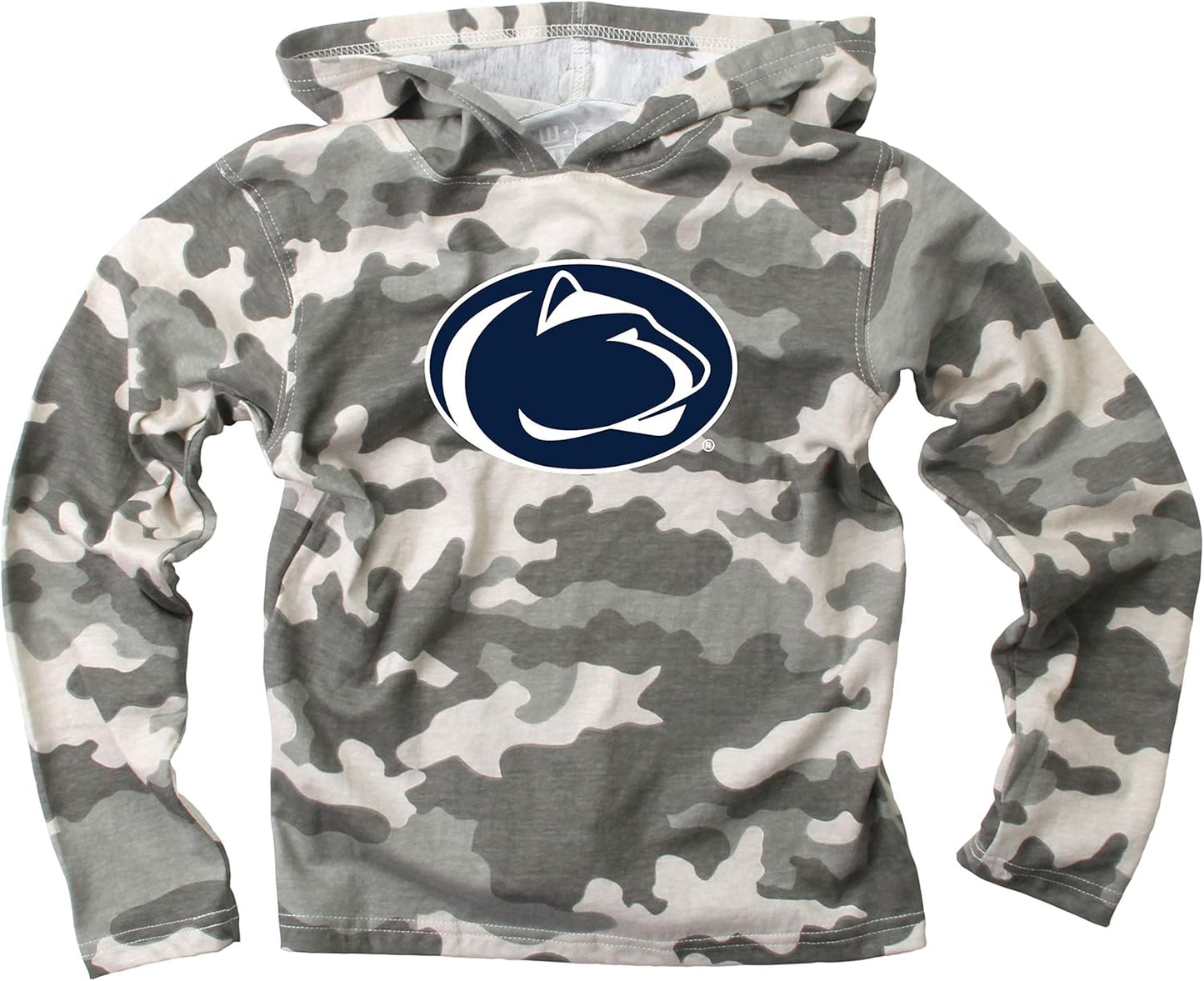 Wes and Willy Kids College Team Camo Long Sleeve Hooded T-Shirt