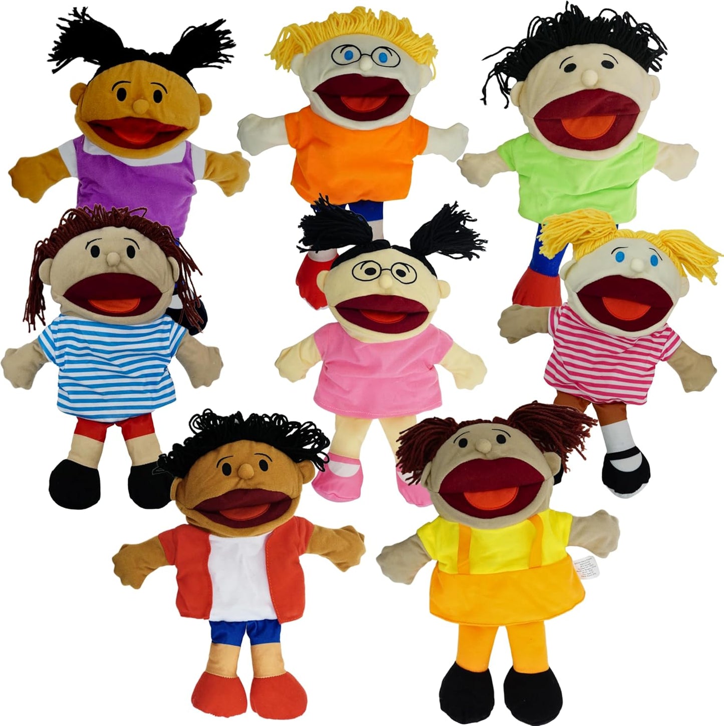 Multicultural Hand Puppets for Kids - 8 Pack for Fun Learning