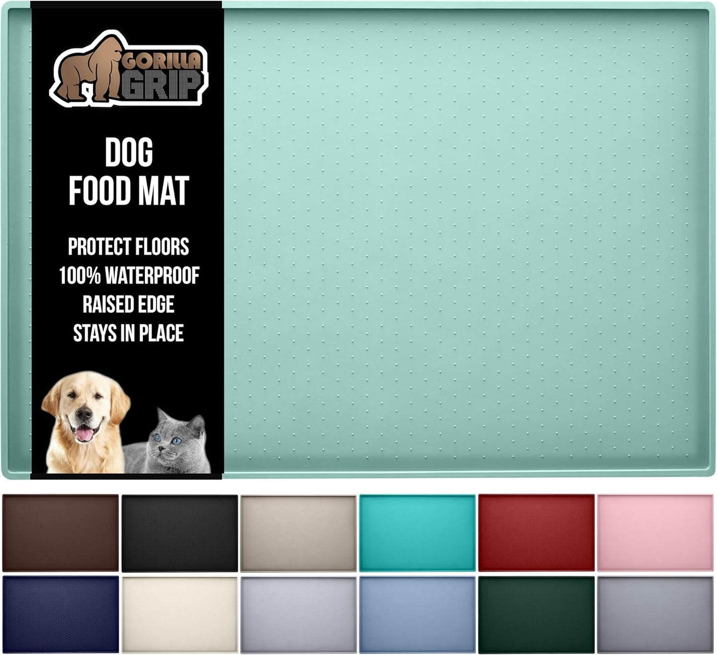 GORILLA GRIP Waterproof Raised Edge Silicone Pet Feeding Mat